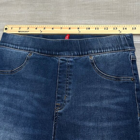 Spanx Distressed Denim Leggings Release Hem Skinny Jeans in Medium Wash Size LT - Picture 11 of 16
